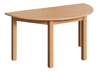 Holztisch - Halbrundtisch aus Buche Massivholz, Tischbeine Quadratprofil 50 x 50 mm