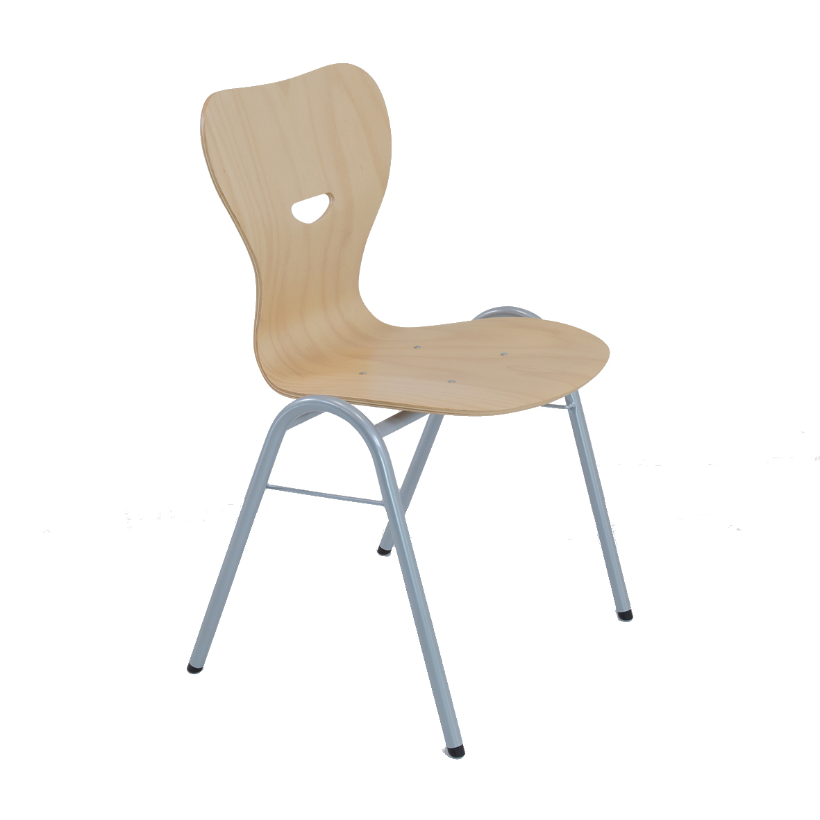 Vierbeinstuhl mit Holzschale, stapelbar (max. 5 Stühle), Sitzhöhe ca. 450 mm